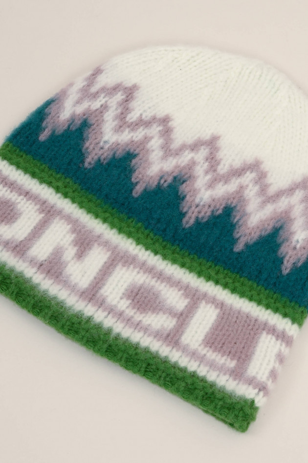 Moncler Strickmütze in Weiß/Grün/Rosé