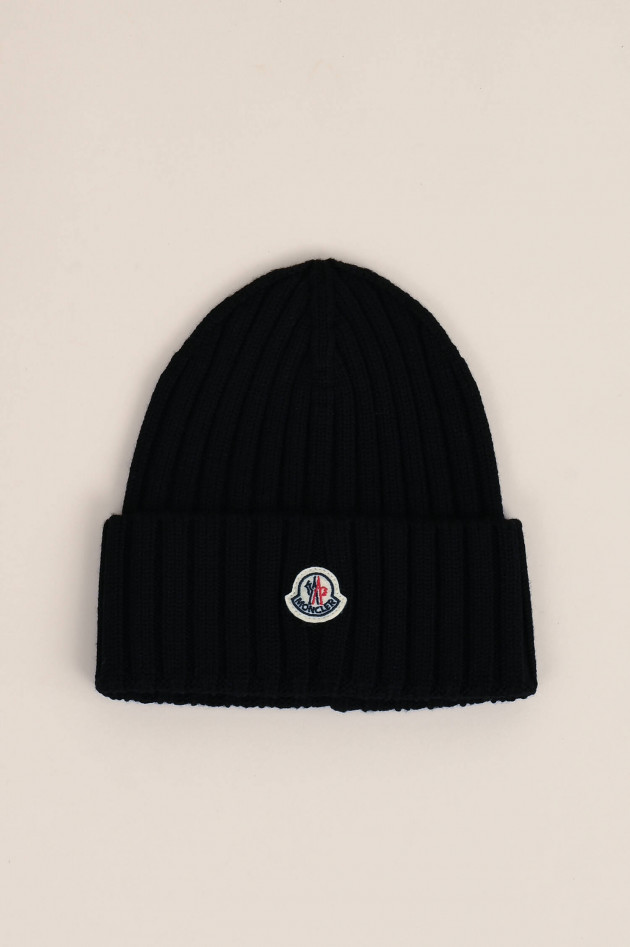 Moncler Mütze mit Logo-Patch in Schwarz