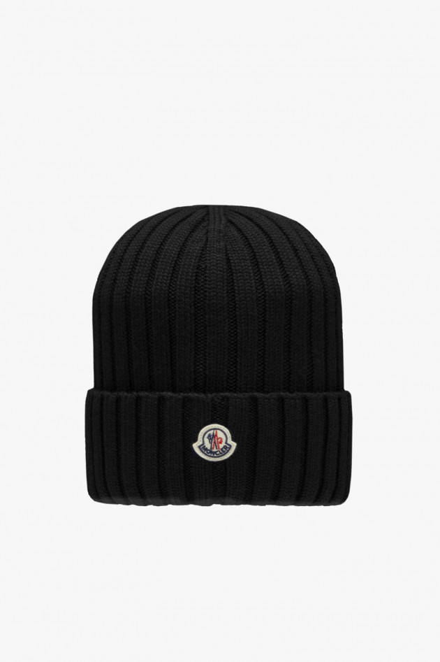 Moncler Wollmütze mit Logo in Schwarz