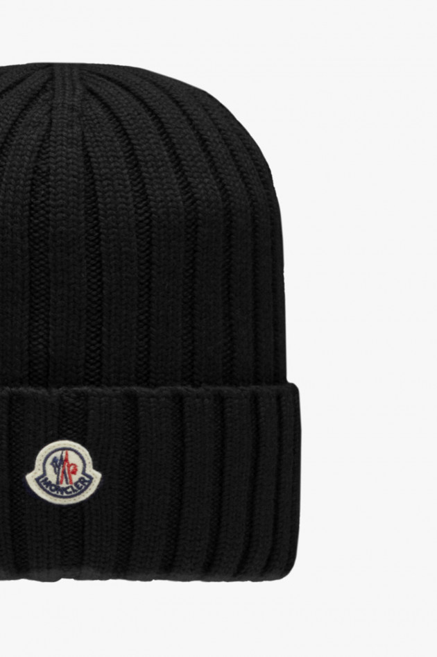 Moncler Wollmütze mit Logo in Schwarz