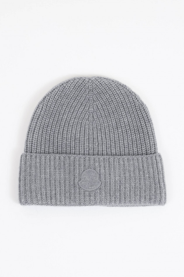 Moncler Cashmere Mütze mit Logo in Grau