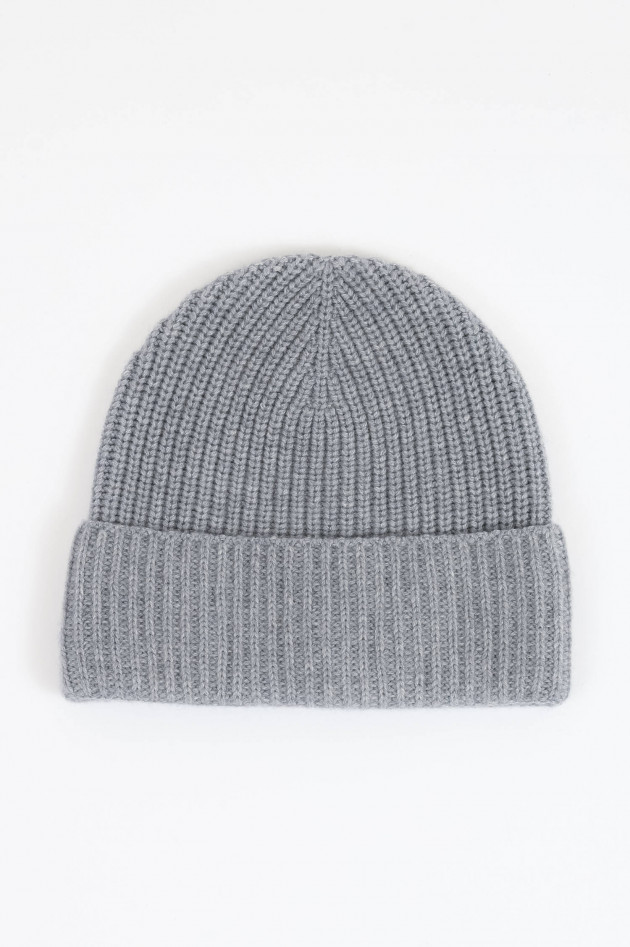 Moncler Cashmere Mütze mit Logo in Grau