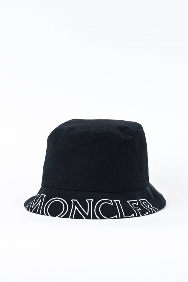 Moncler Bucket Hat mit Logo-Print in Schwarz