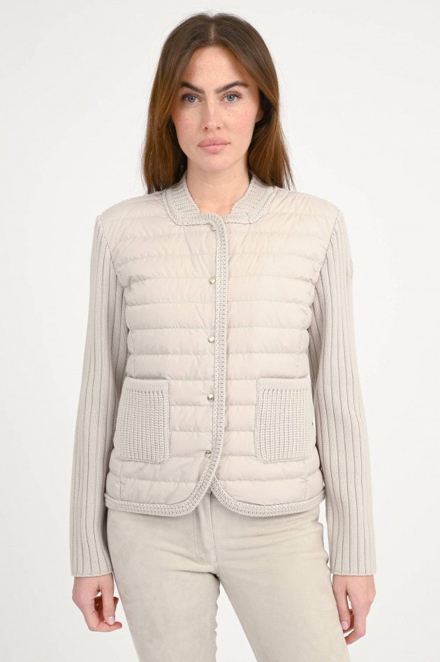 Moncler Hybrid Strickjacke mit Druckknopf in Deep Sand