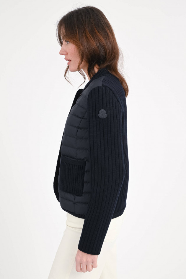 Moncler Hybrid Strickjacke mit Druckknopf in Navy