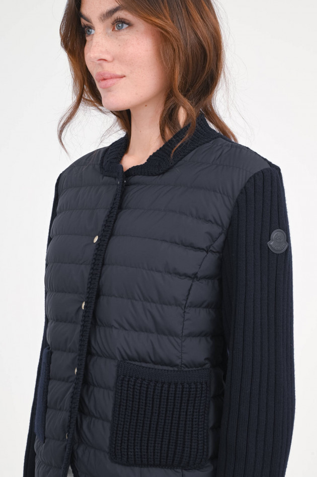 Moncler Hybrid Strickjacke mit Druckknopf in Navy