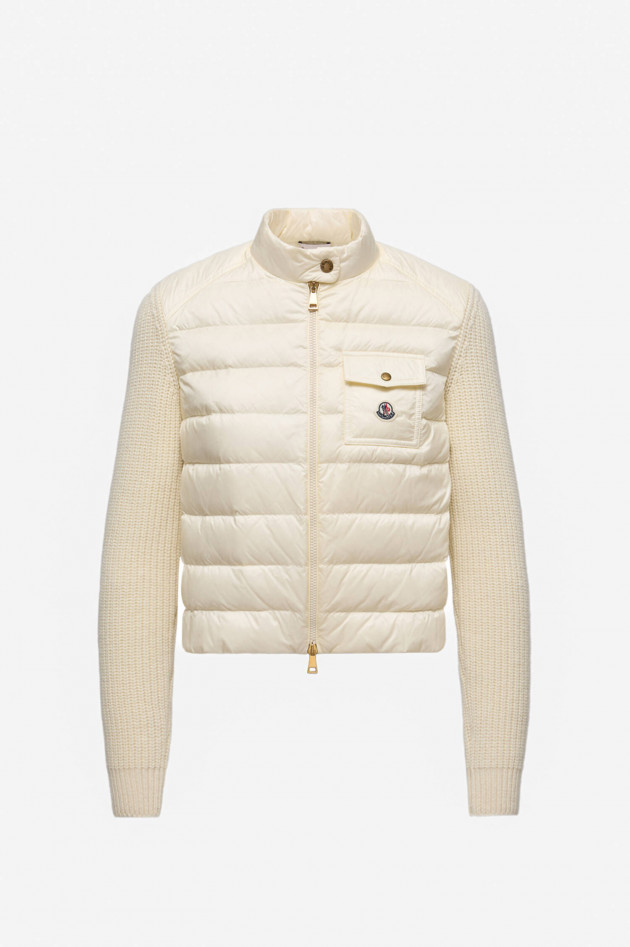 Moncler Hybrid Strickjacke mit Dauneneinsatz in Creme
