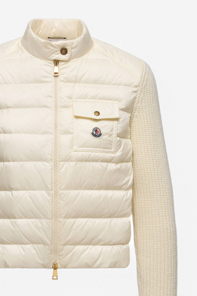 Moncler Hybrid Strickjacke mit Dauneneinsatz in Creme