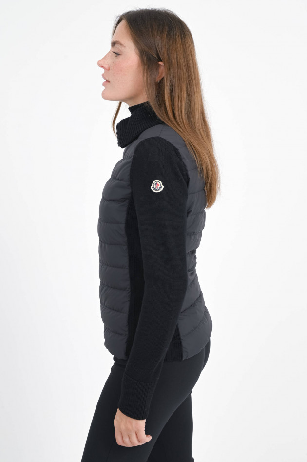 Moncler Hybrid Strickjacke mit Stehkragen in Schwarz