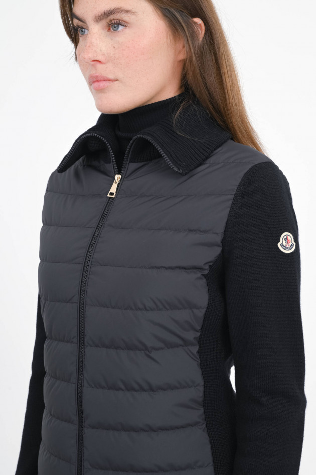 Moncler Hybrid Strickjacke mit Stehkragen in Schwarz