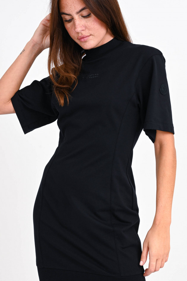 Moncler Kurzes Jerseykleid mit Stehkragen in Schwarz