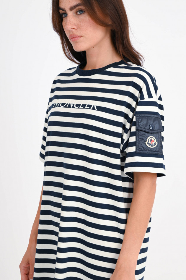 Moncler T-Shirt Kleid in Blau/Weiß gestreift