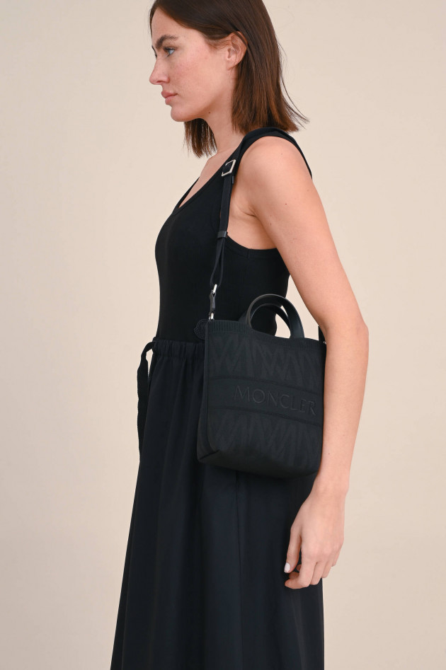Moncler Midikleid mit Materialmix in Schwarz
