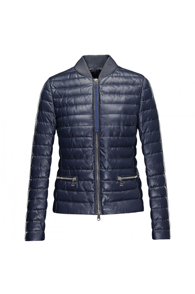 Moncler Lederjacke in Navy