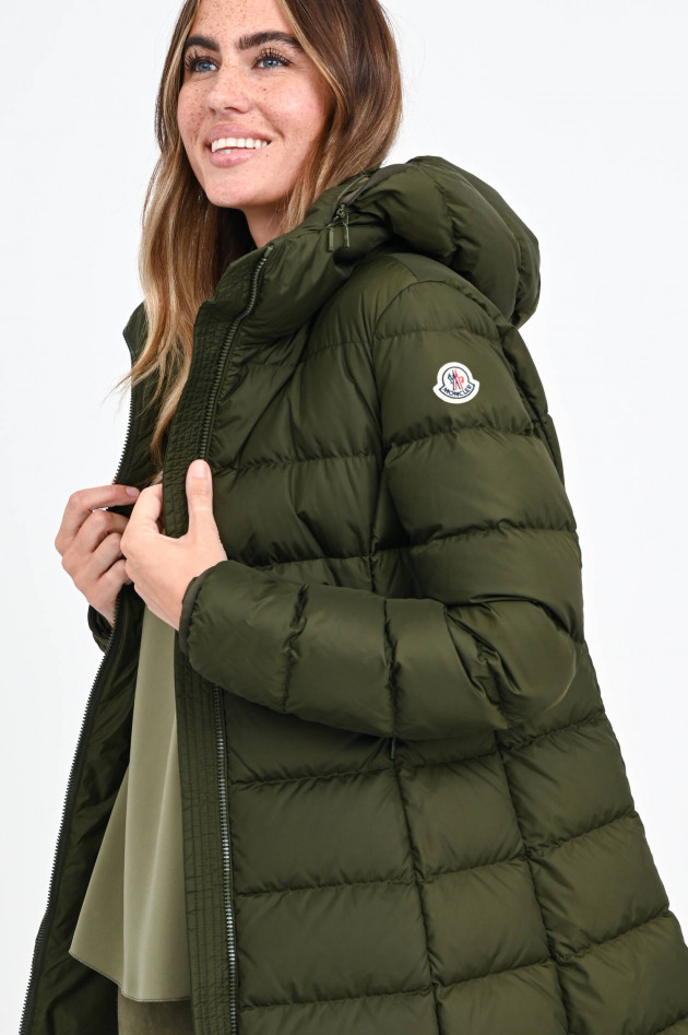 Moncler Langer Daunenmantel GIE in Oliv