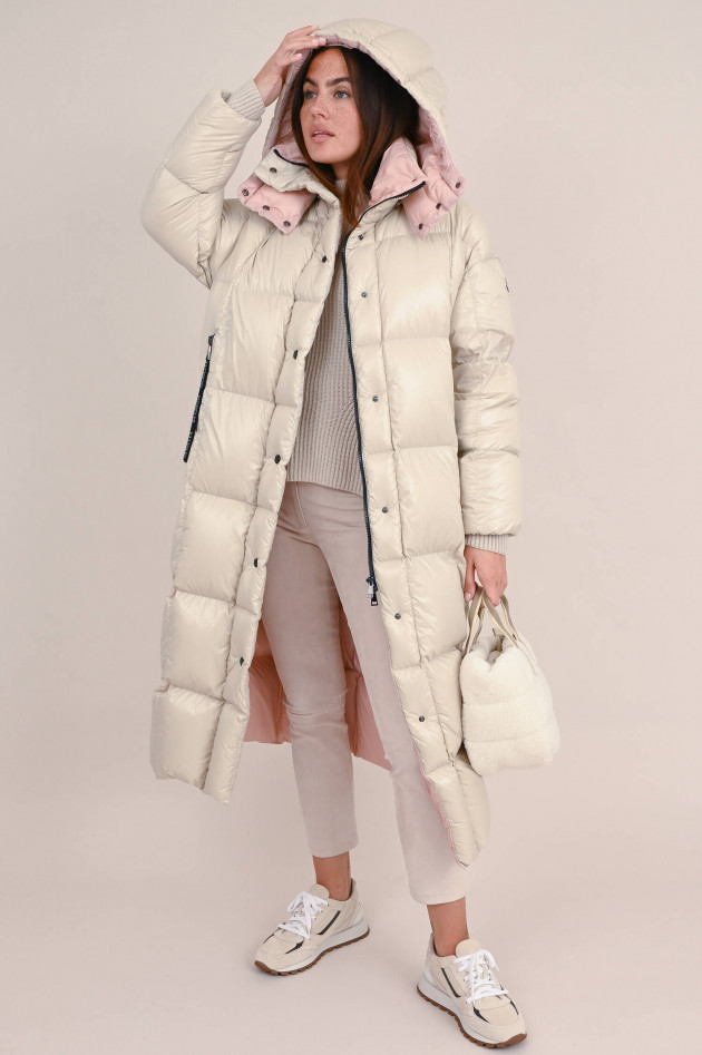 Moncler Langer Daunenmantel PARNAIBA in Creme/Rosa