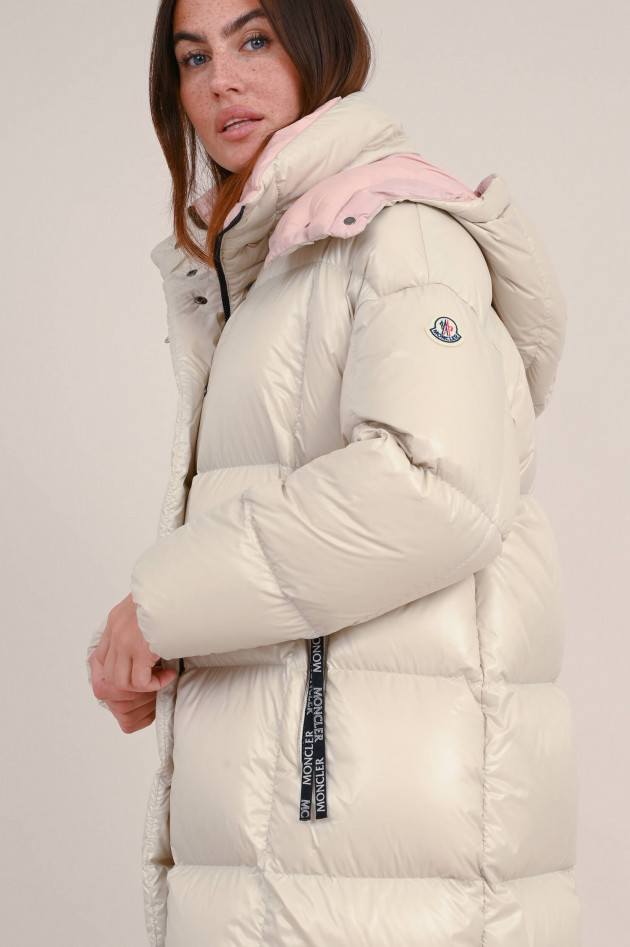 Moncler Langer Daunenmantel PARNAIBA in Creme/Rosa