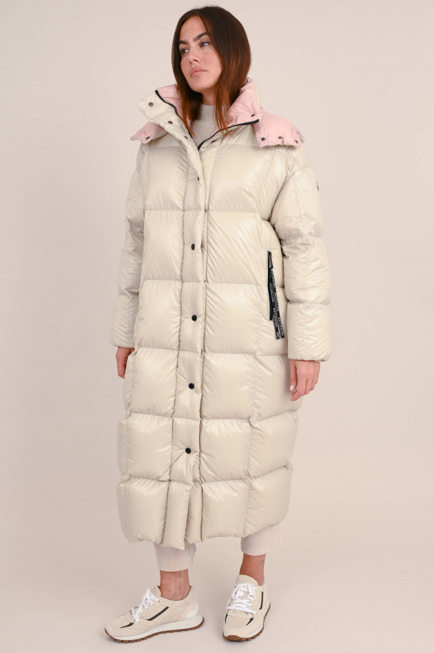 Moncler Langer Daunenmantel PARNAIBA in Creme/Rosa