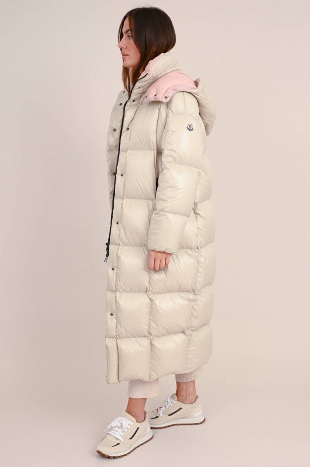 Moncler Langer Daunenmantel PARNAIBA in Creme/Rosa