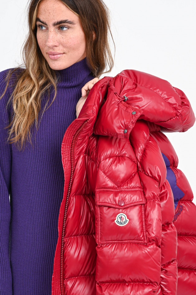 Moncler Daunenstepp-Jacke FUSTET mit XL-Logo in Rot/Lila