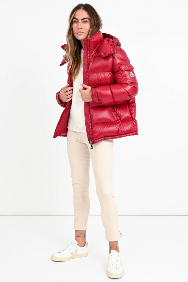 Moncler Daunenstepp-Jacke FUSTET mit XL-Logo in Rot/Lila