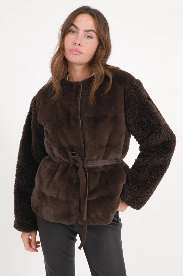 Moncler Daunenjacke JOUILLAT mit Kunstfell in Braun