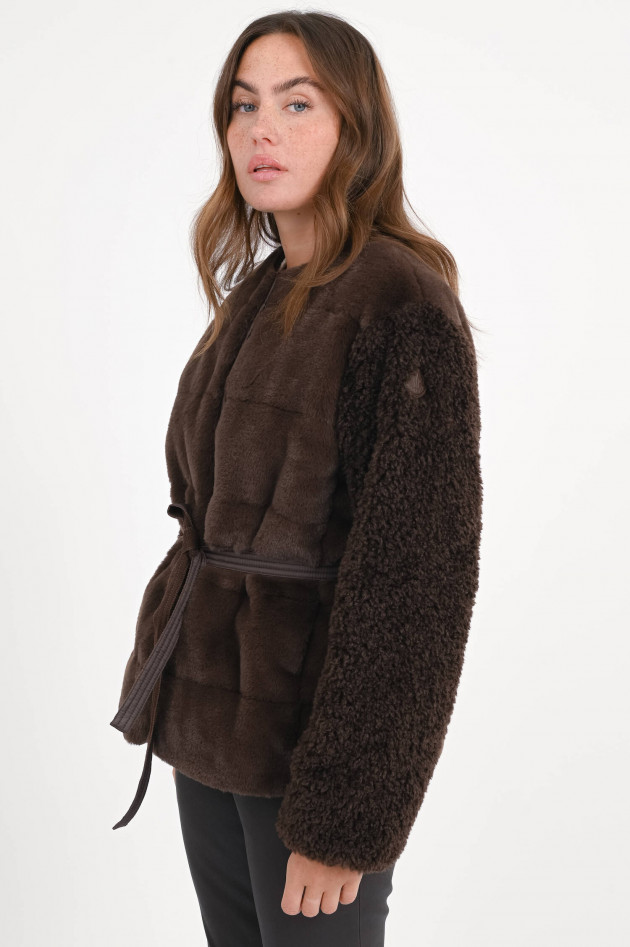 Moncler Daunenjacke JOUILLAT mit Kunstfell in Braun