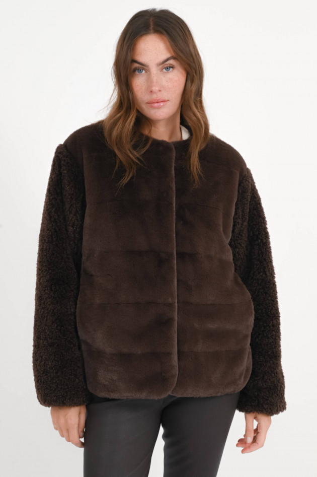Moncler Daunenjacke JOUILLAT mit Kunstfell in Braun
