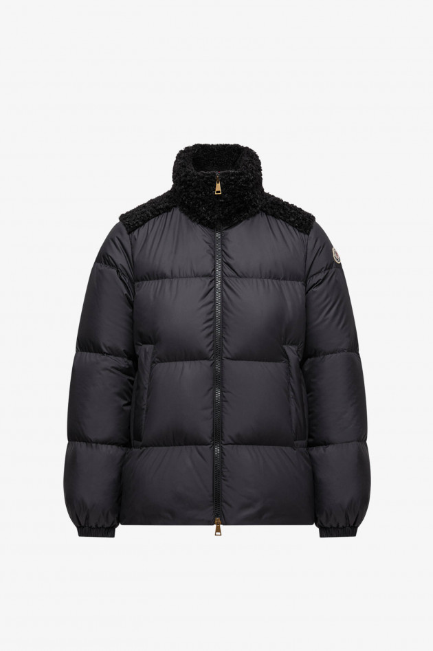 Moncler Daunenjacke mit Teddyfleece in Schwarz
