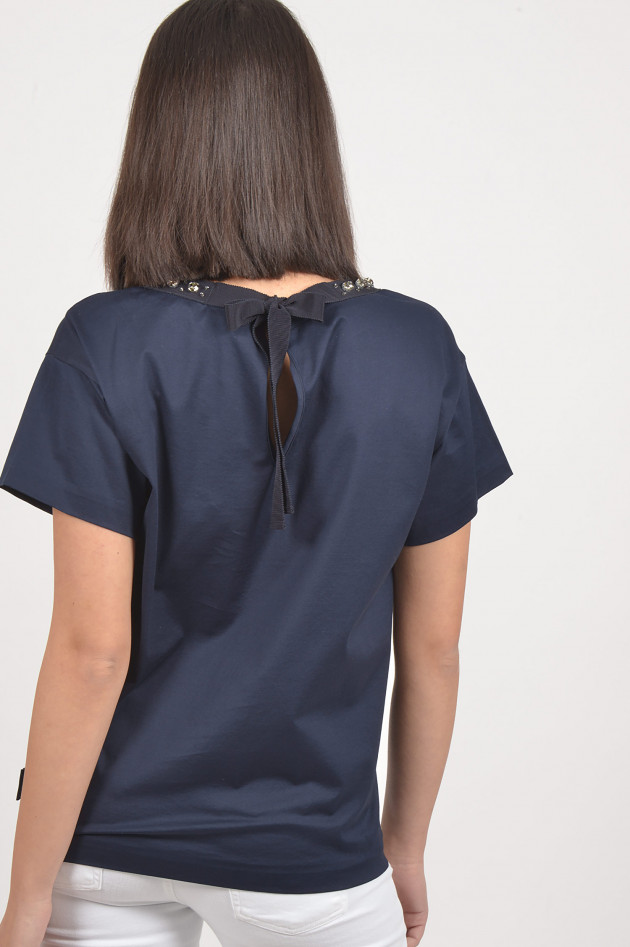 Moncler T-Shirt mit Schmucksteinbesatz in Navy