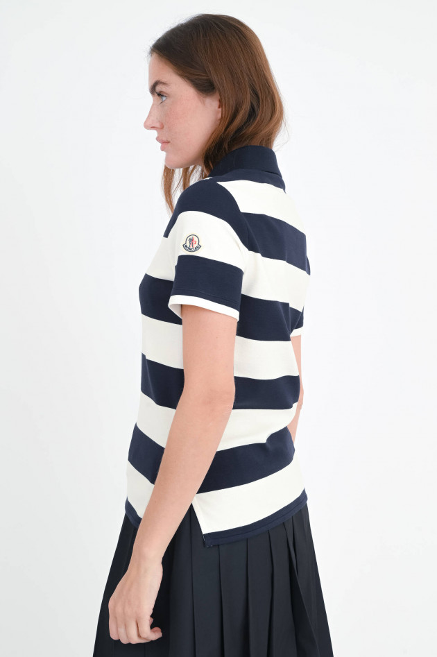 Moncler Gestreiftes Poloshirt in Navy/Creme