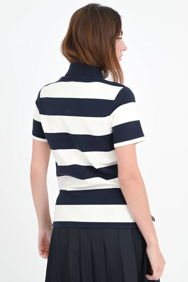 Moncler Gestreiftes Poloshirt in Navy/Creme