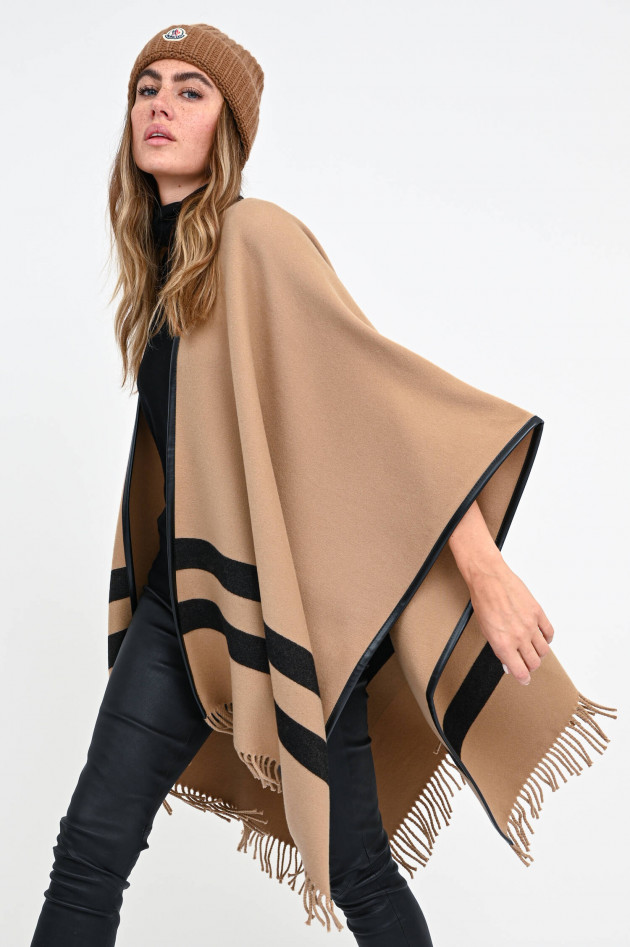 Moncler Cape mit Fransen in Camel