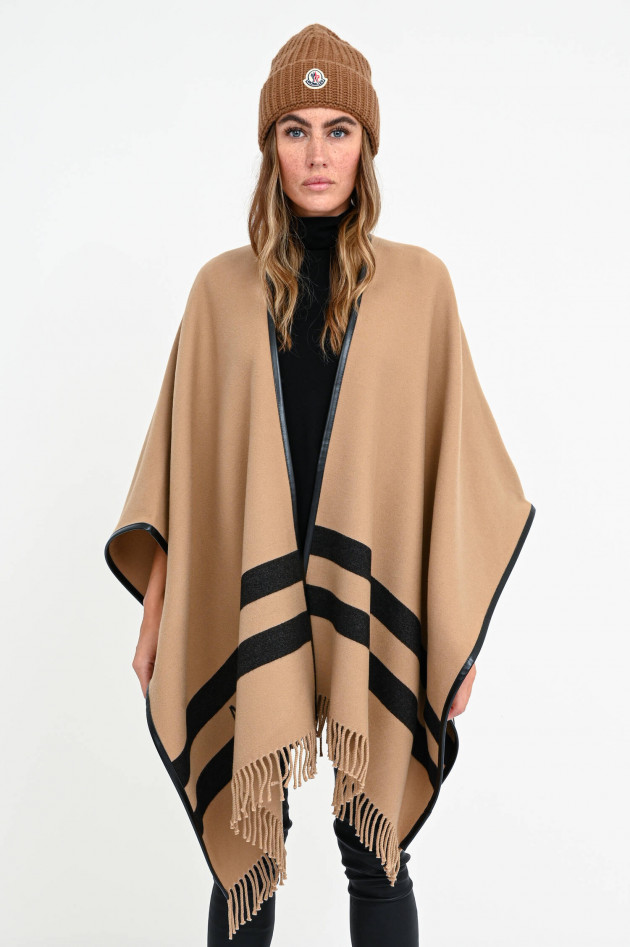 Moncler Cape mit Fransen in Camel