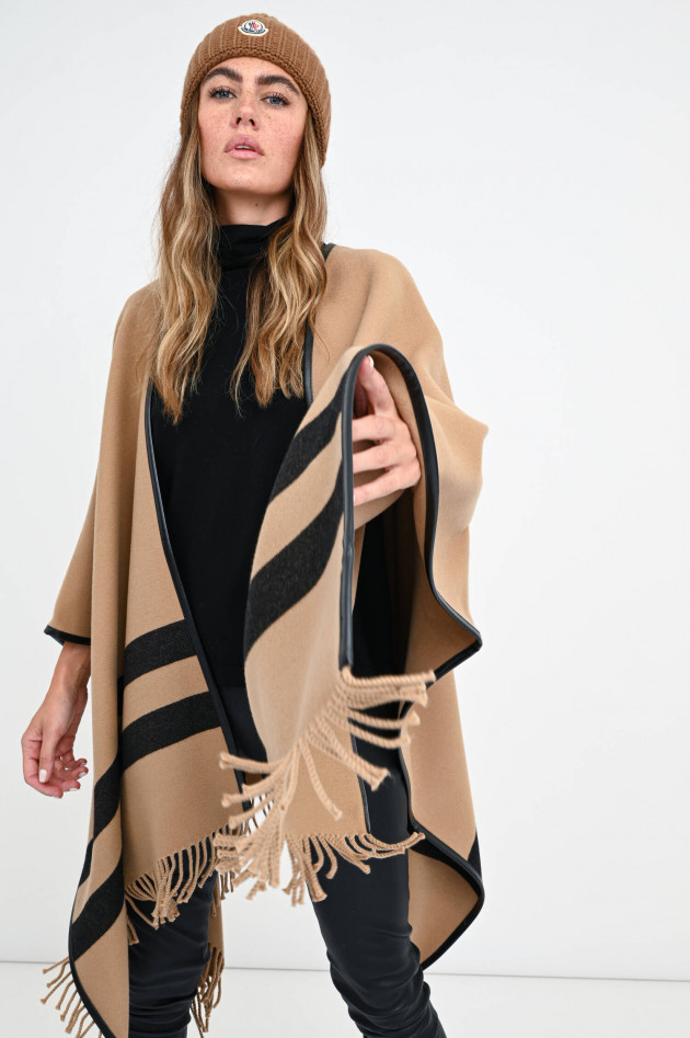 Moncler Cape mit Fransen in Camel