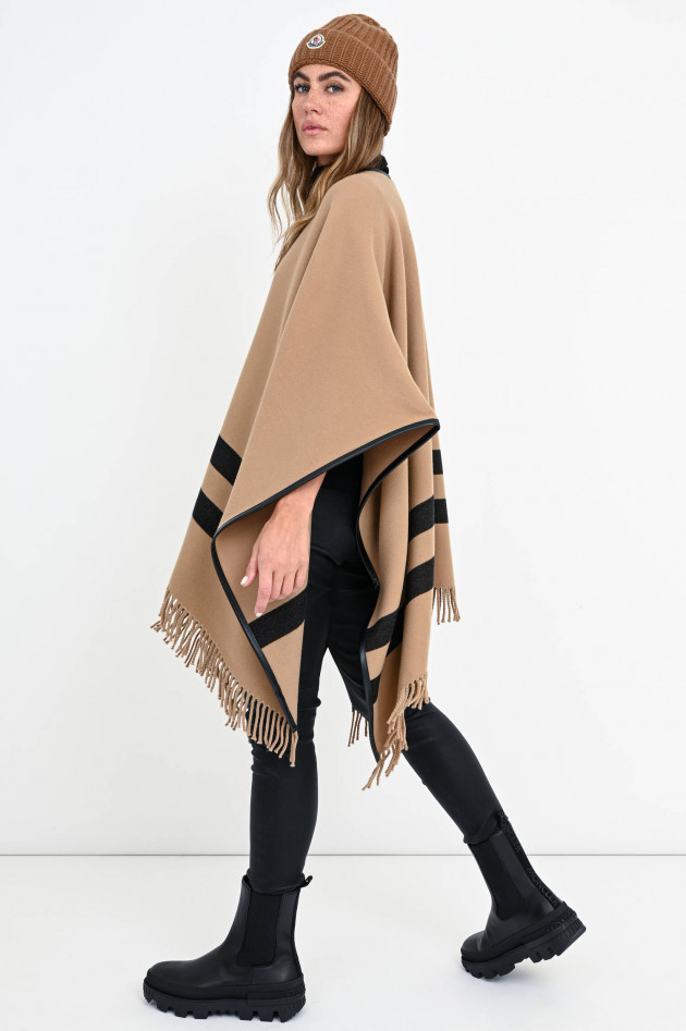 Moncler Cape mit Fransen in Camel