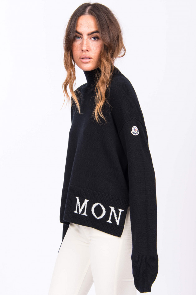 Moncler Pullover mit Stehkragen in Schwarz