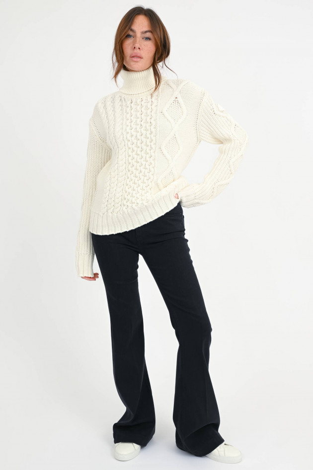 Moncler Pullover mit Zopfmuster in Creme