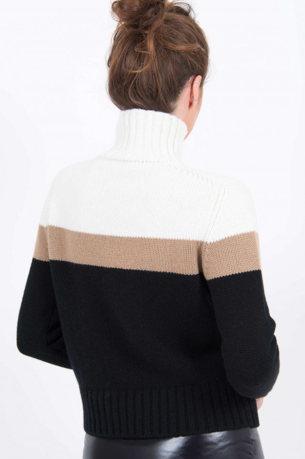 Moncler Rollkragen Pullover in Weiß/Camel/Schwarz