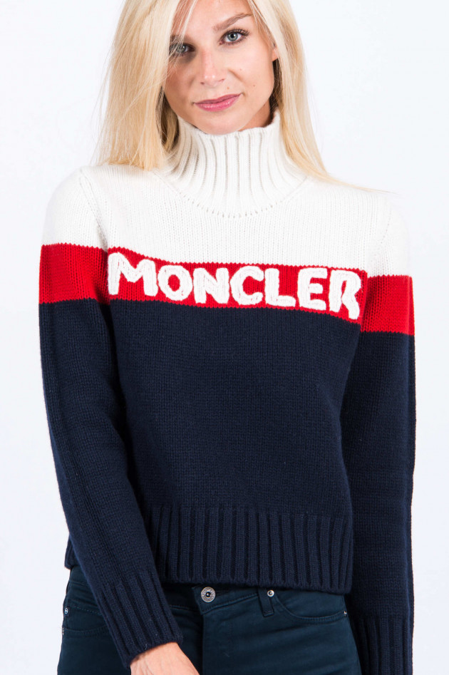 Moncler Rollkragen Pullover in Weiß/Rot/Blau
