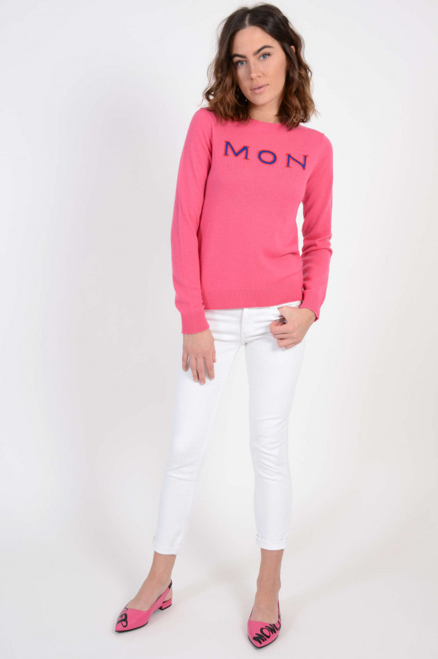 Moncler Cashmerepullover mit MON CLER bestick in Pink