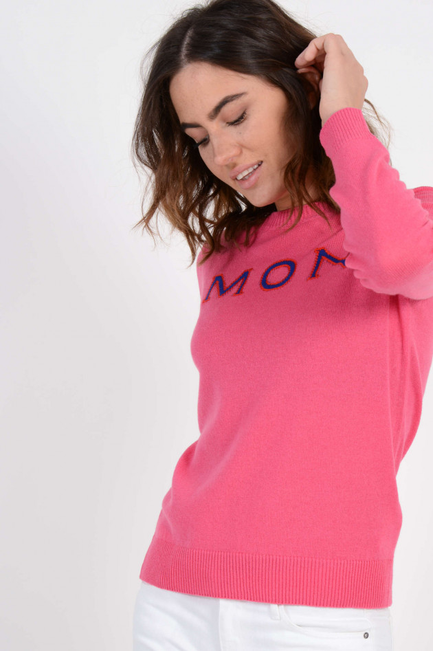 Moncler Cashmerepullover mit MON CLER bestick in Pink