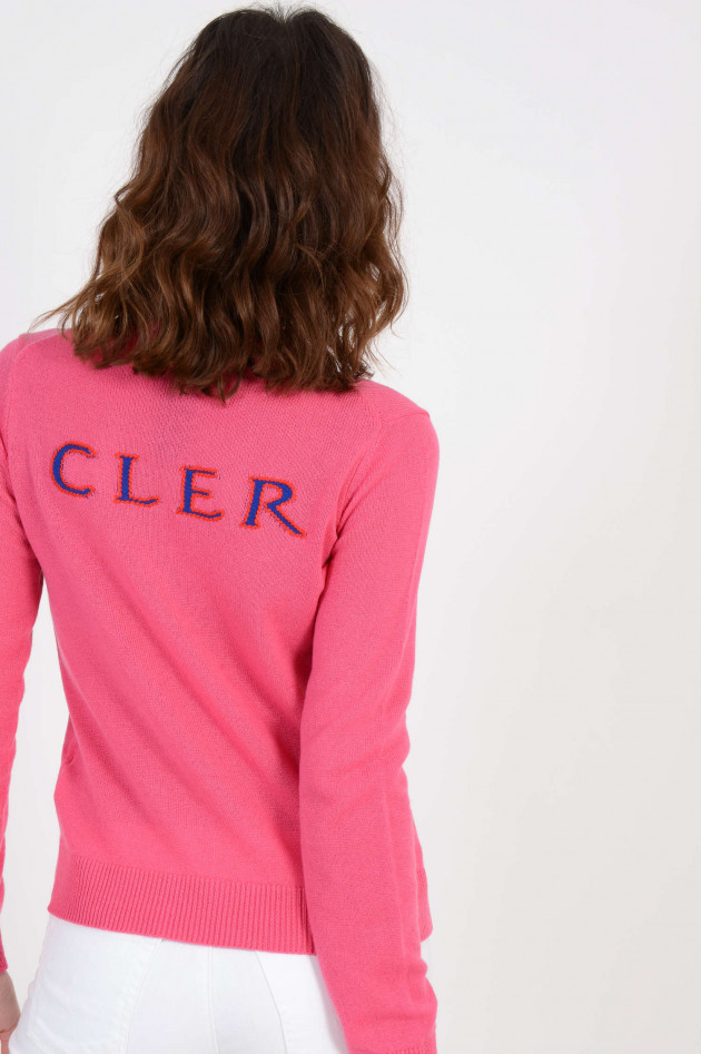 Moncler Cashmerepullover mit MON CLER bestick in Pink