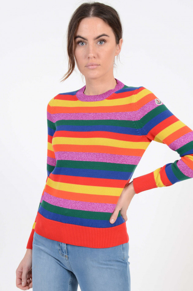 Moncler Pullover mit Streifen/Glitzer in Blau/Pink