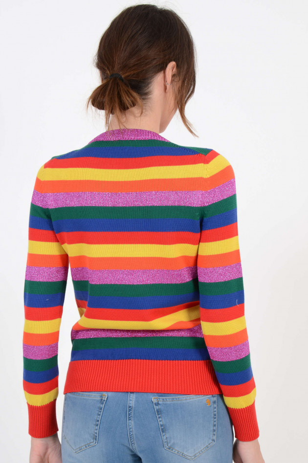 Moncler Pullover mit Streifen/Glitzer in Blau/Pink