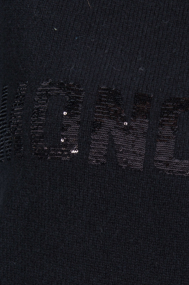 Moncler Pullover mit Pailletten-Schriftzug in Schwarz