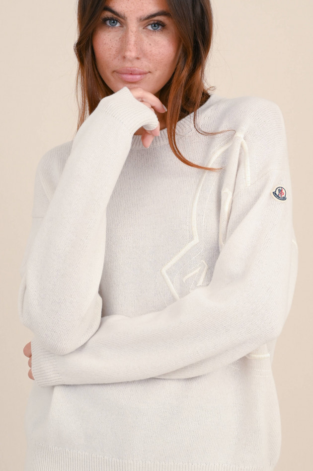 Moncler Pullover mit Stickerei in Natur