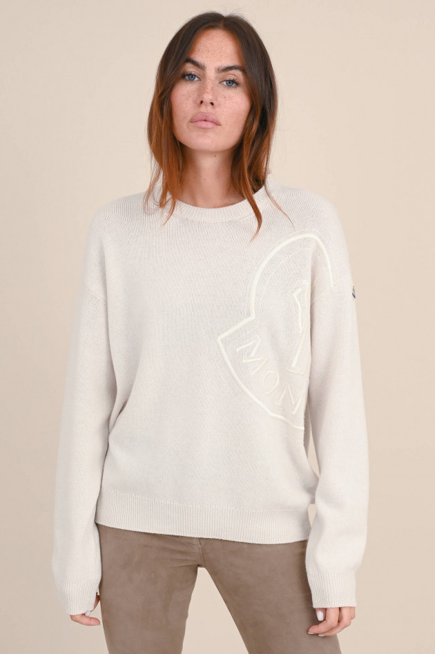 Moncler Pullover mit Stickerei in Natur