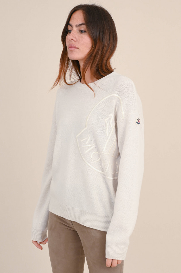 Moncler Pullover mit Stickerei in Natur