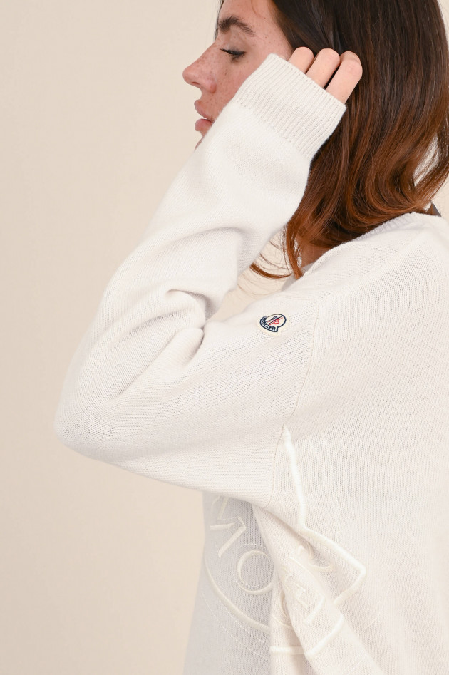 Moncler Pullover mit Stickerei in Natur